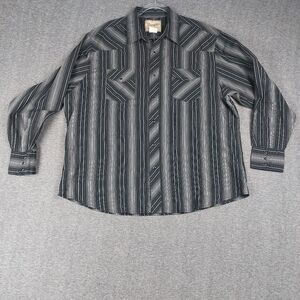 WRANGLER MENS BLACK METALLIC  LONG SLEEVE COUNTRY WESTERN PEARL SNAP SIZE XXL
